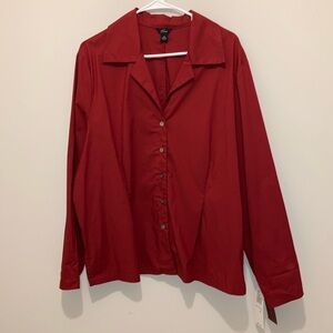 Emme Crimson red button up collared blouse Sz 18 NWT